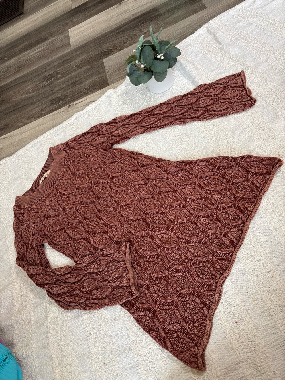 Soft Surroundings Cable Knit A-Line Sweater in Rust
